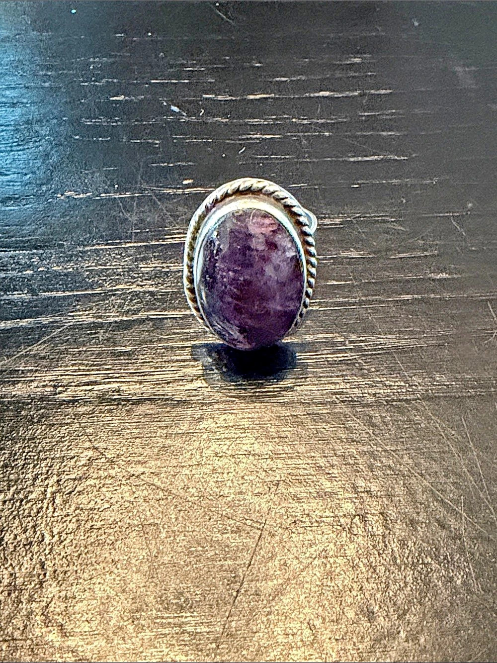 Purple Oval Stone Sterling Silver Ring